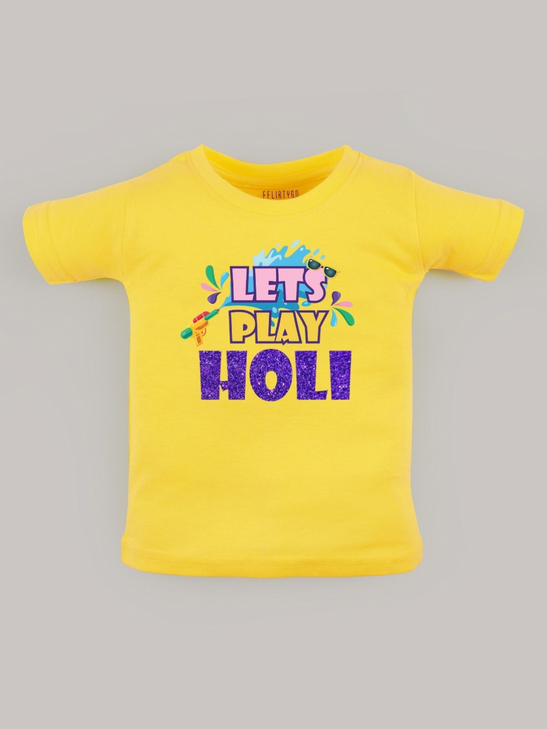 

FFLIRTYGO Unisex Kids Graphic Printed Round Neck Cotton T-shirt, Yellow