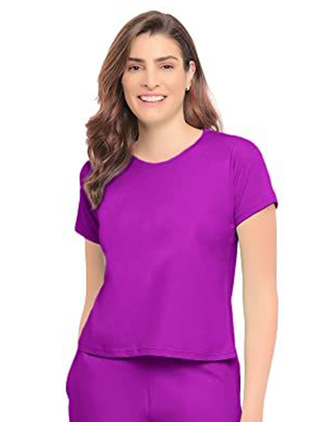 

NOTWILD Women Pack Of 2 Solid Round Neck Cotton Relaxed Fit T-shirts, Purple