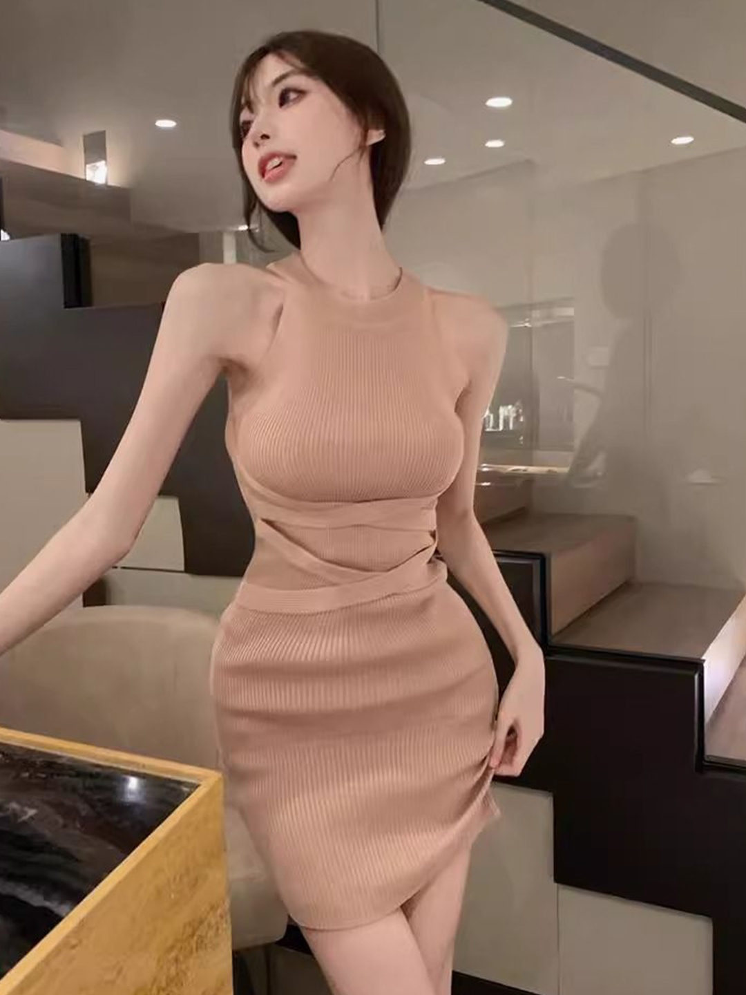 

StyleCast x Revolte Bodycon Mini Dress, Nude