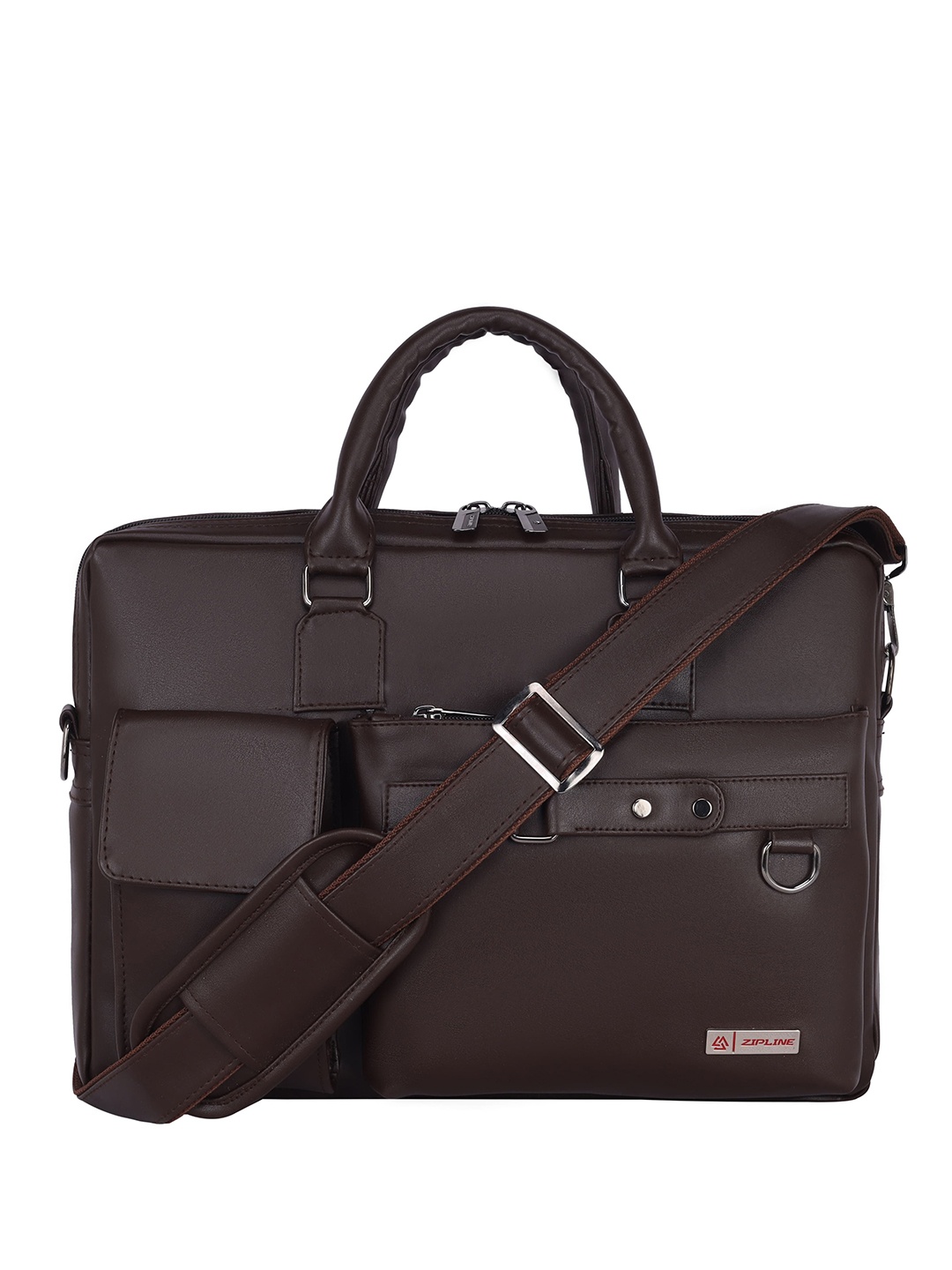 

ZIPLINE Unisex Leather Laptop Bag, Brown