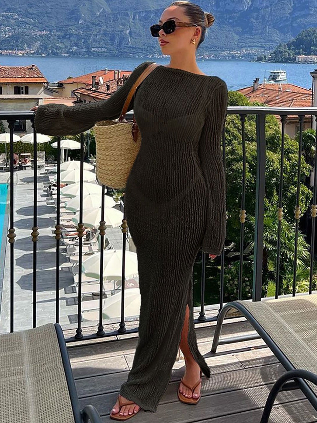 

StyleCast x Revolte Women Bodycon Maxi Dress, Black
