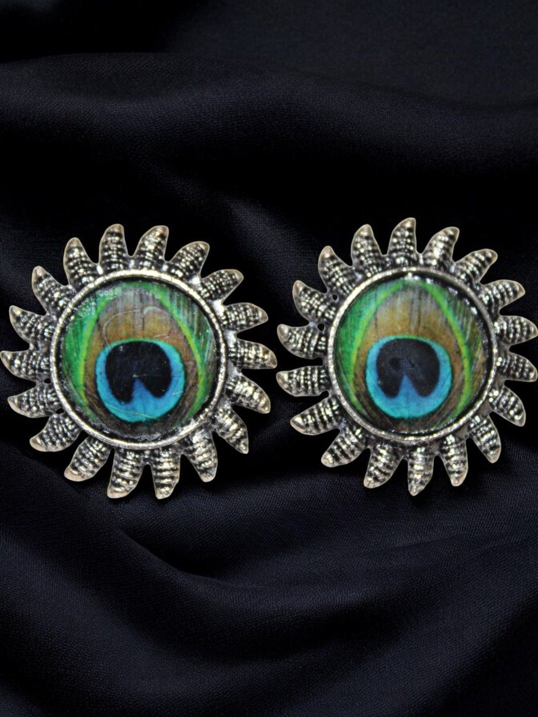 

Jolly Faces Contemporary Shaped Oxidised Studs, Silver
