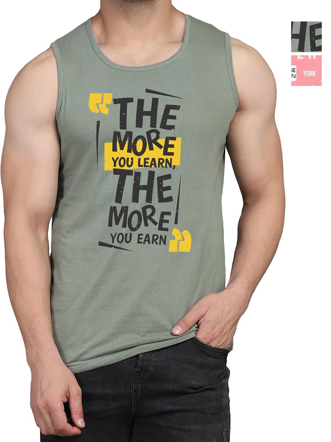 

WOOSTRO Men Pack Of 2 Typography Printed Round Neck Cotton Slim Fit T-shirts, Green