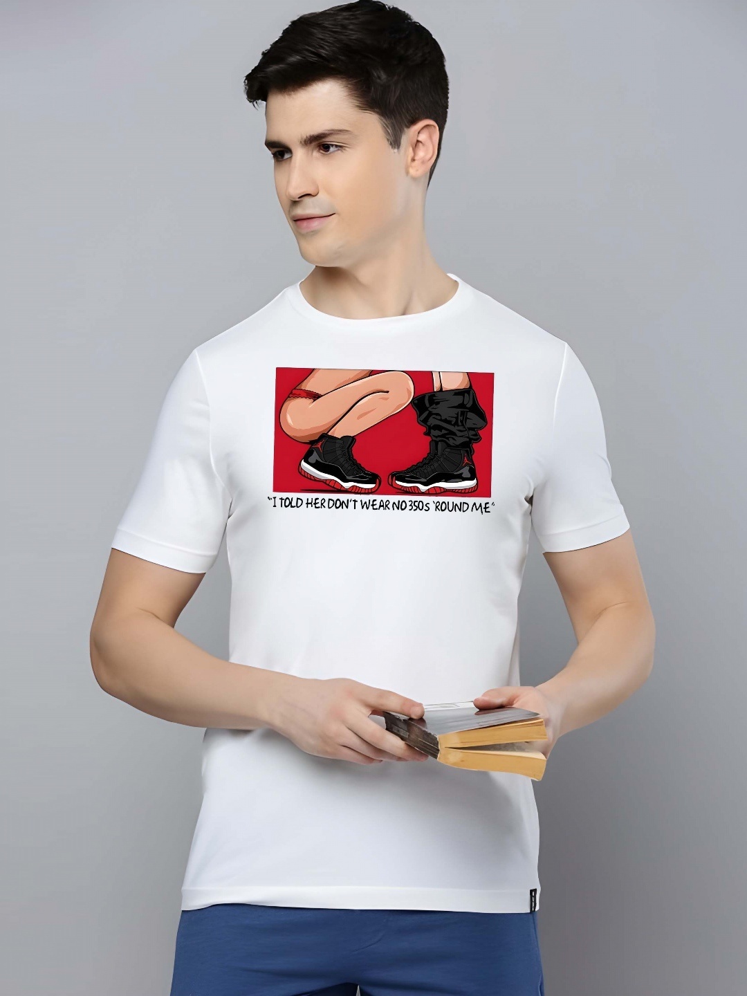

Krimmple Men Pure Cotton T-shirt, White