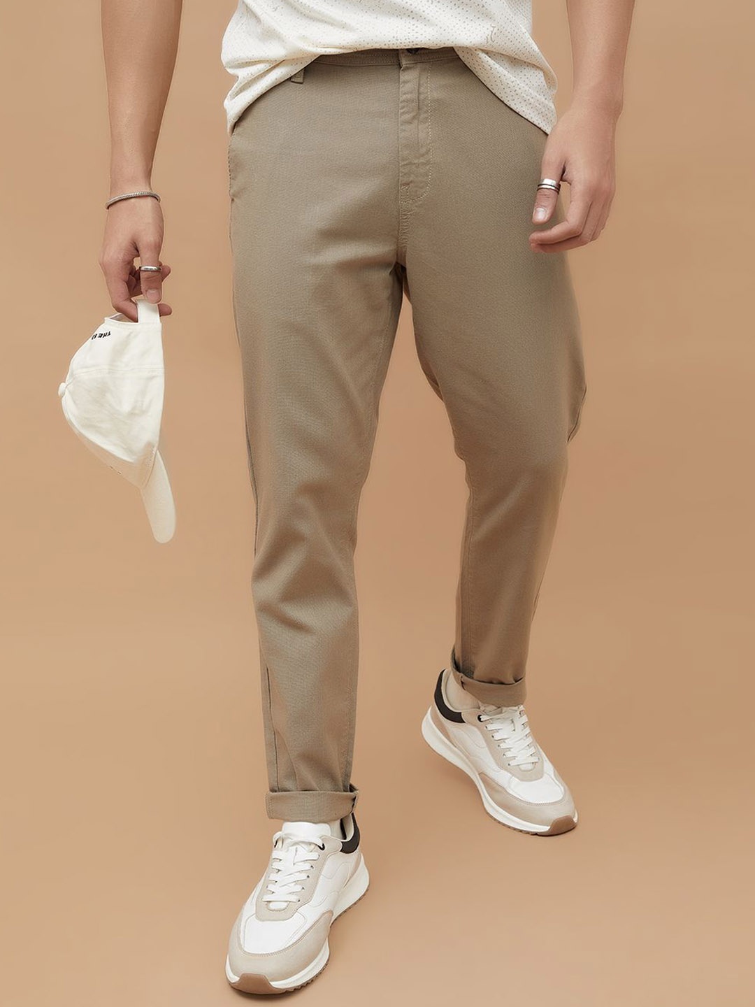 

Fame Forever by Lifestyle Men Tapered Fit Chinos Trousers, Olive