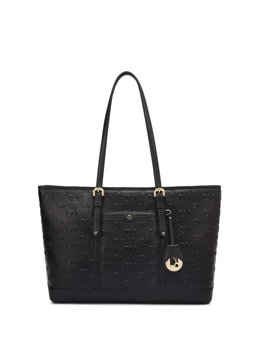 

Da Milano Women Textured Shopper Leather Tote Bag, Black