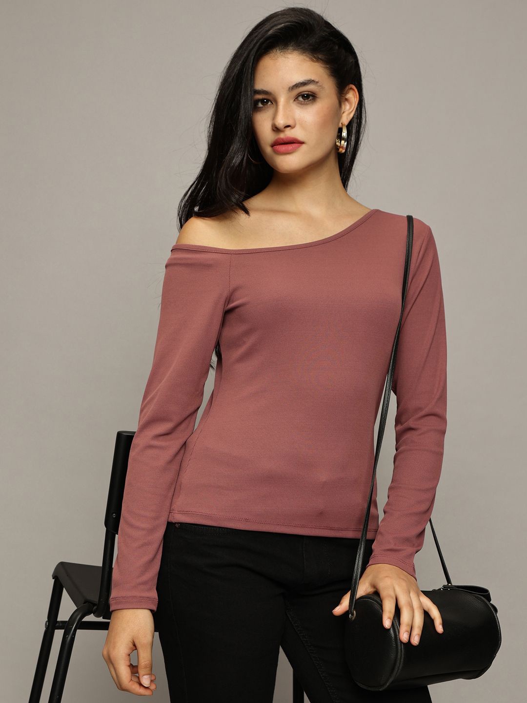 

The Roadster Lifestyle Co. One Shoulder Fitted Top, Peach