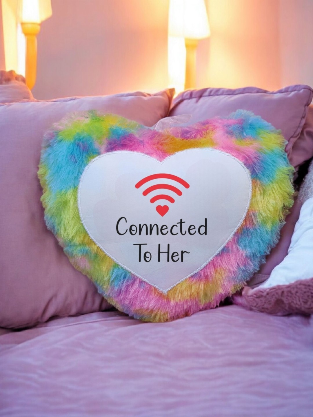 

Anikmart White & Pink Printed Pre-Filled Heart Shaped Cushion
