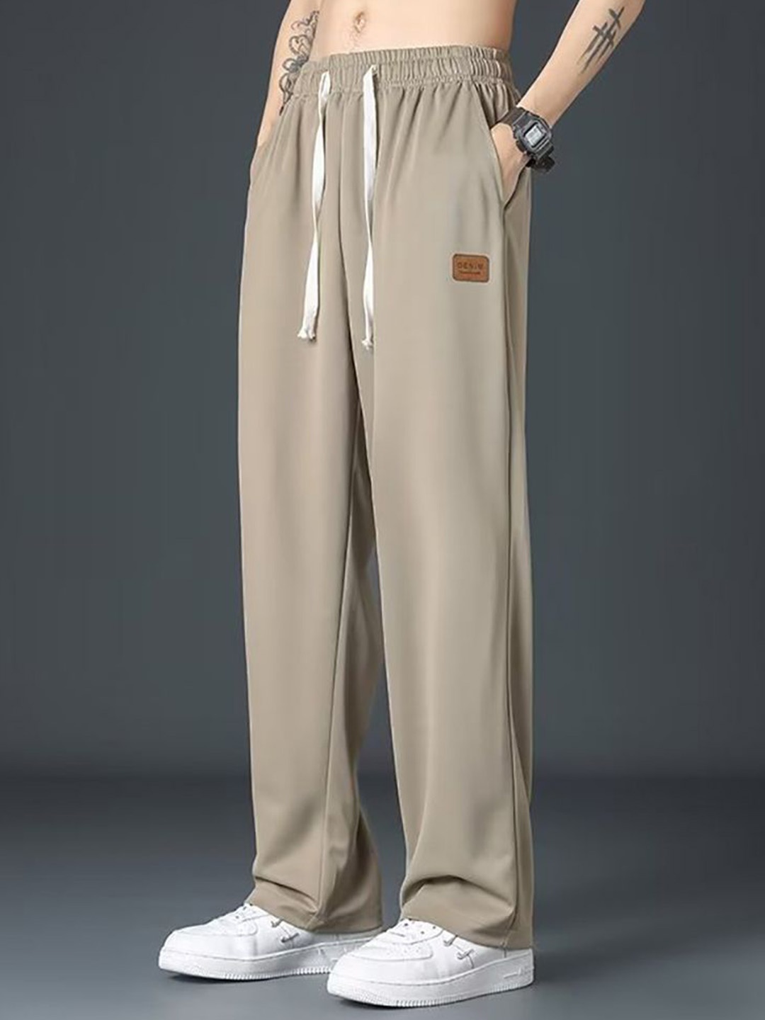 

StyleCast x Revolte Men Loose Fit Pleated Chinos Trousers, Khaki