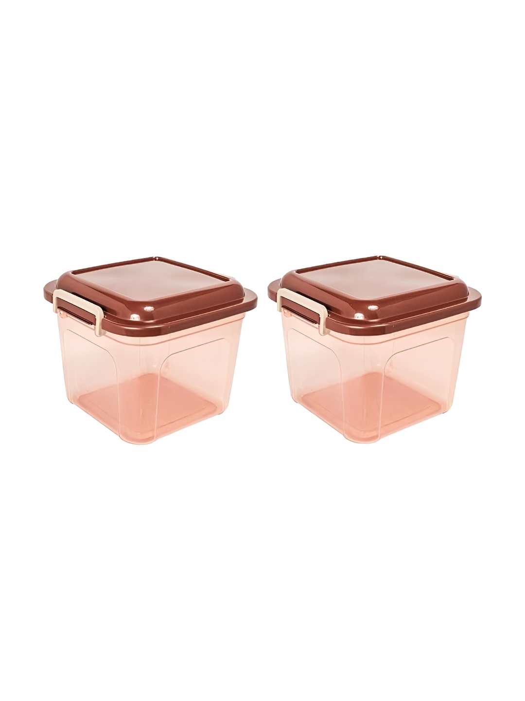 

Nayasa Store-In Set Of 2 Brown Kitchen Storage Air Tight Plastic Containers 15- 14 L