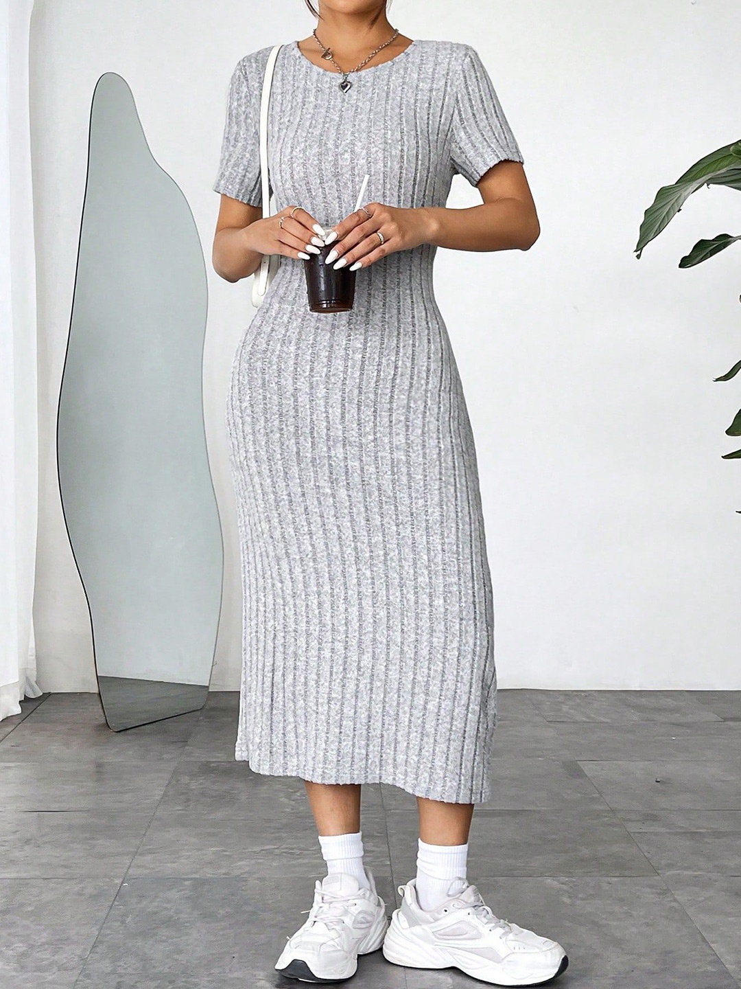 

StyleCast x Revolte Bodycon Midi Dress, Grey