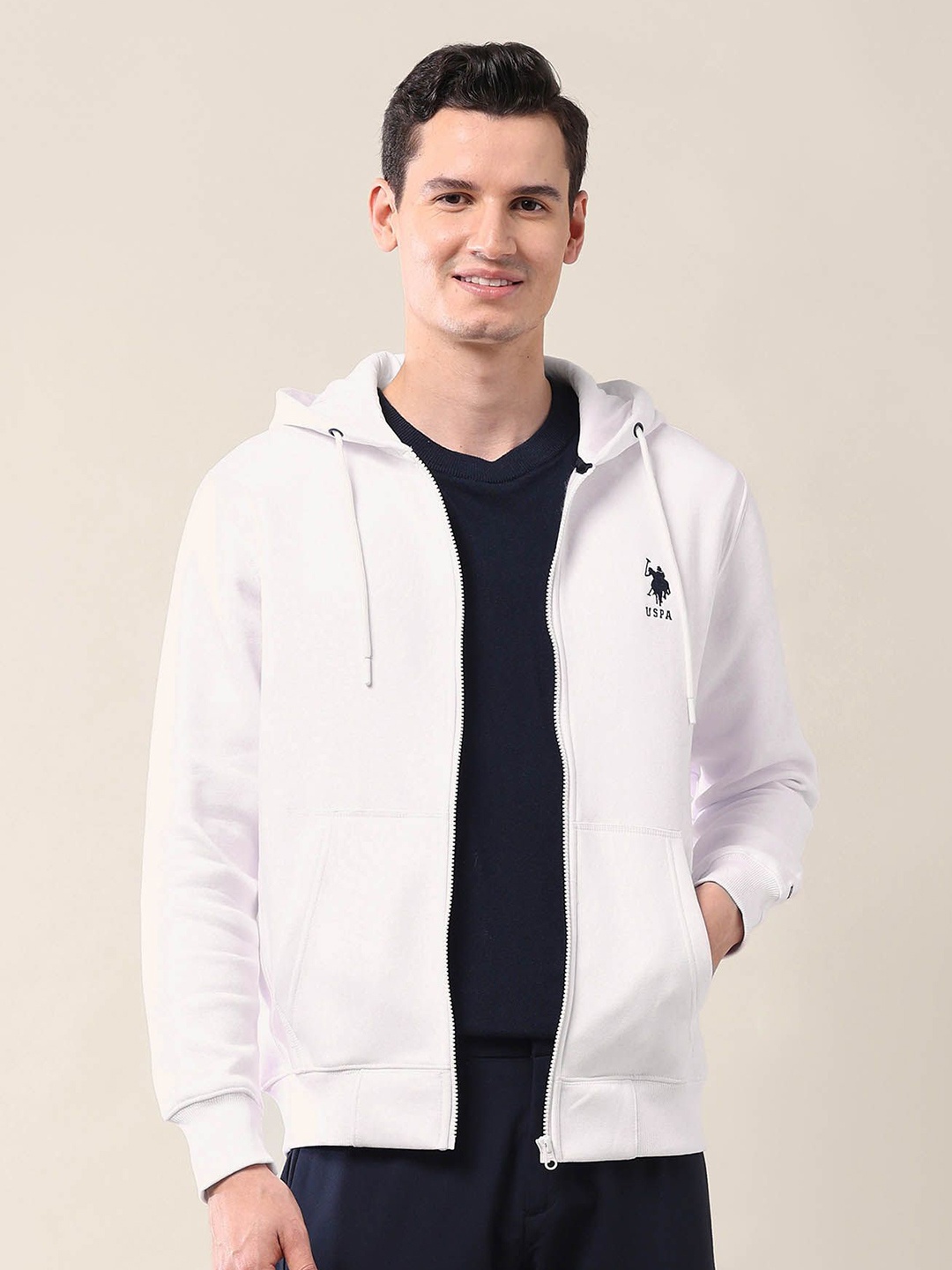 

U.S. Polo Assn. Men Brand Logo Printed Pure Cotton Sweatshirt, White