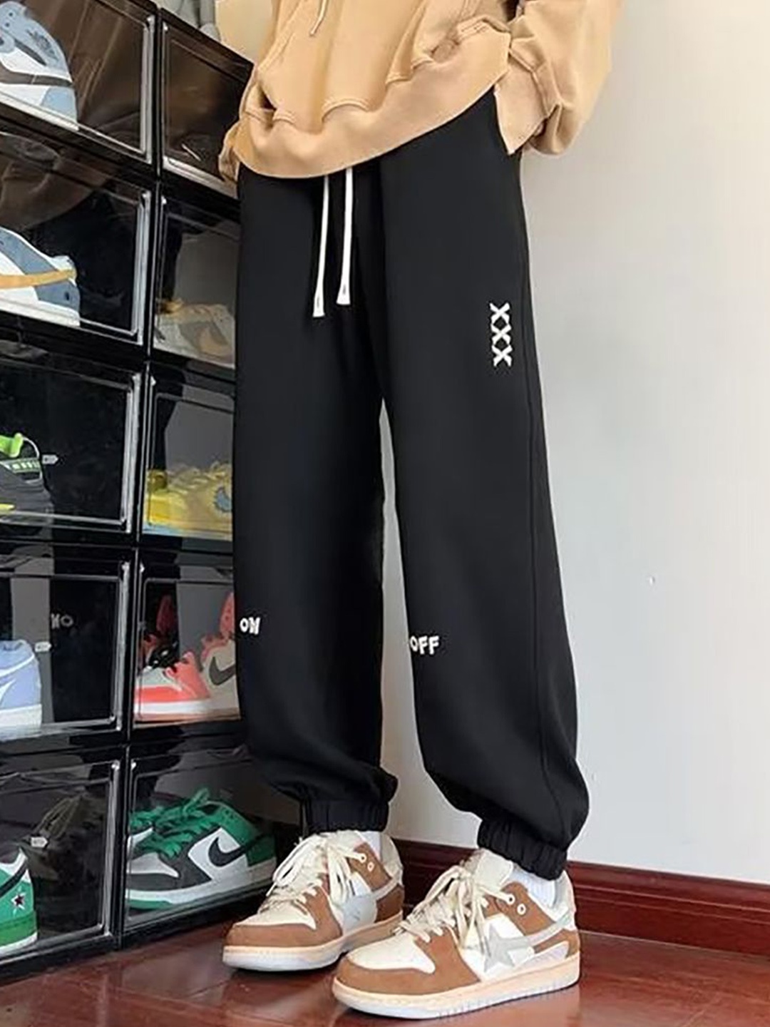 

StyleCast x Revolte Men Straight Fit Mid-Rise Joggers, Black