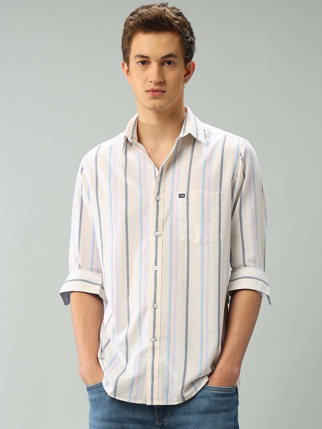 

Arrow Sport Men Classic Opaque Striped Casual Shirt, Yellow