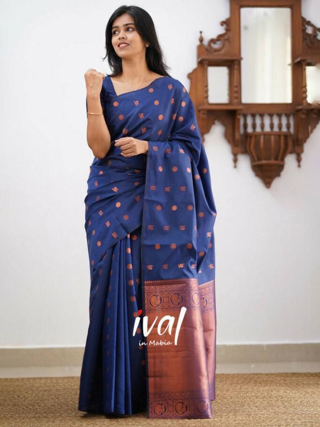 

bansari textiles Woven Design Zari Banarasi Saree, Blue