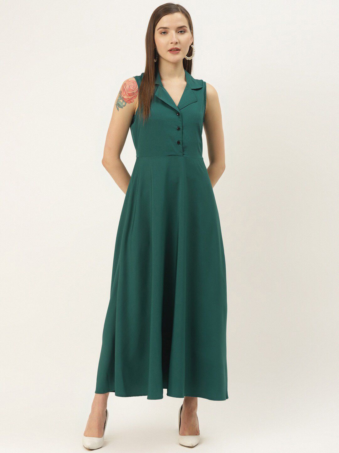

DressBerry Floral Print Crepe A-Line Maxi Dress, Turquoise blue