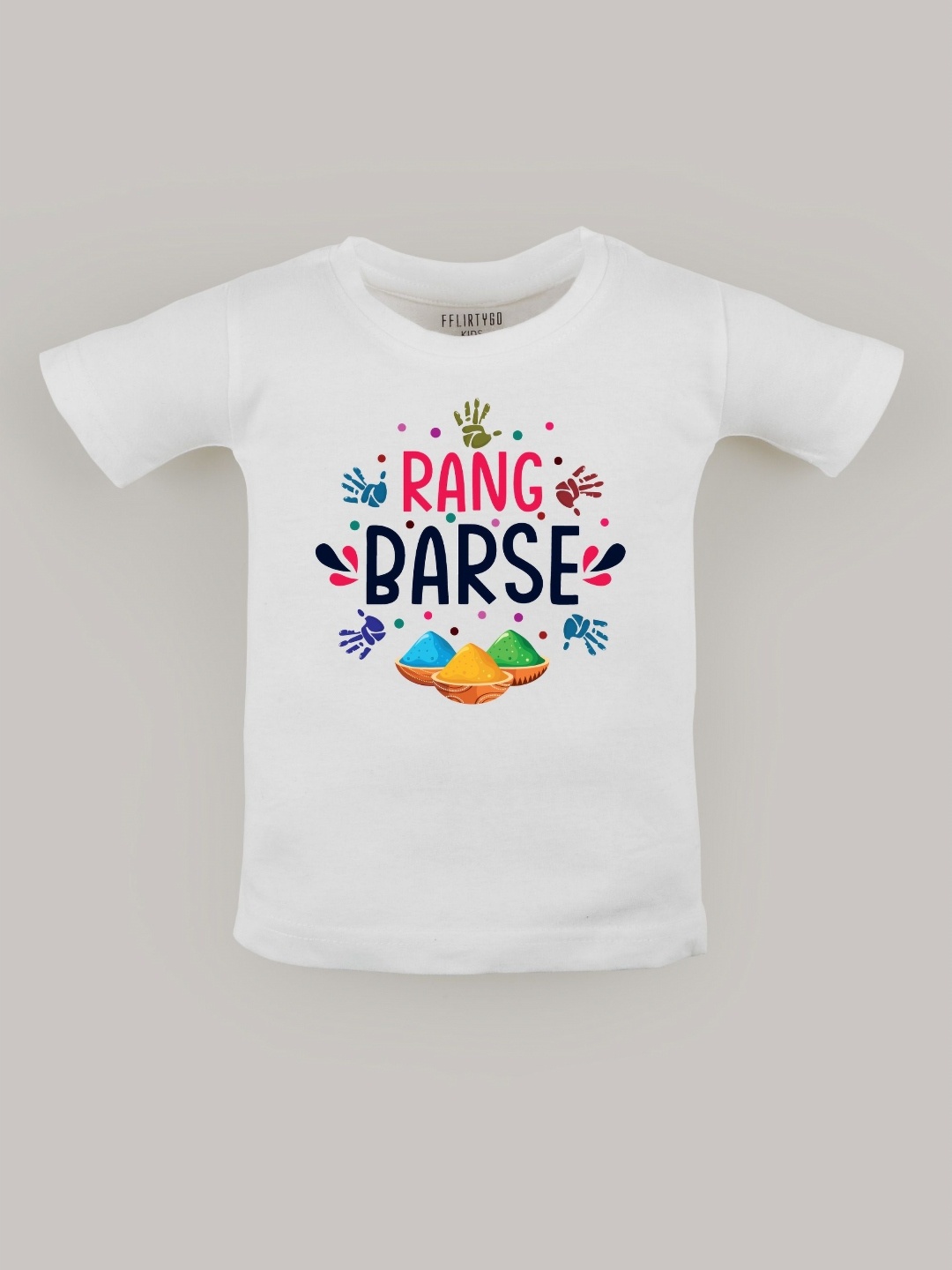 

FFLIRTYGO Unisex Kids Graphic Printed Round Neck Cotton T-shirt, White