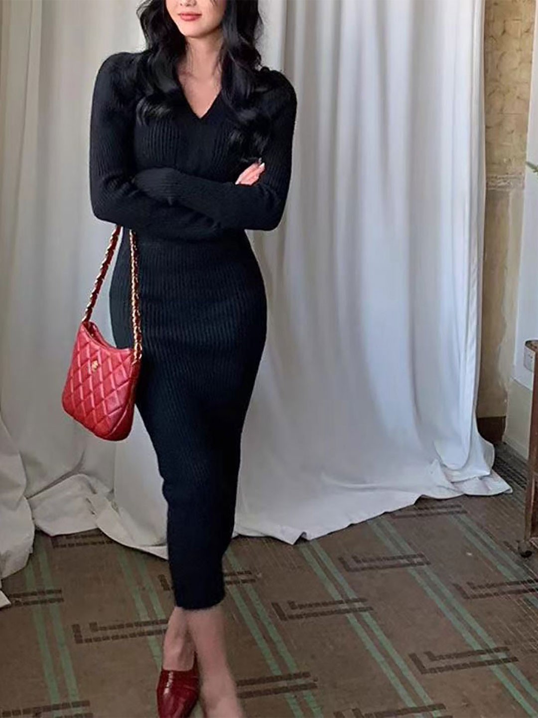 

StyleCast x Revolte Bodycon Midi Dress, Black