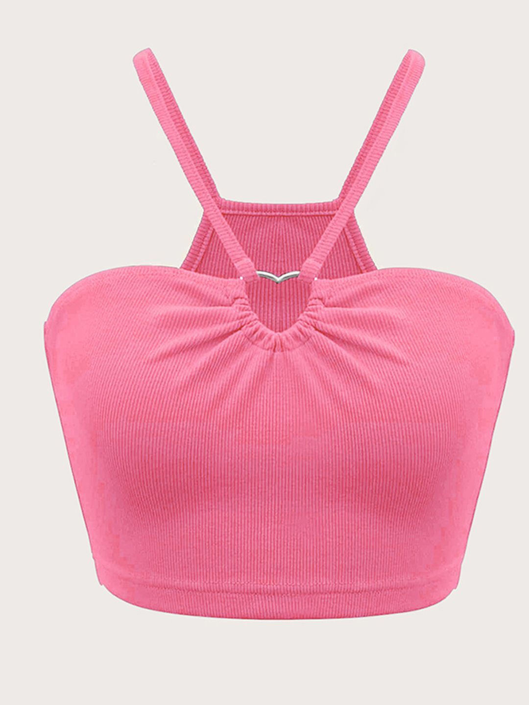 

StyleCast Women Halter Neck Blouson Crop Top, Pink