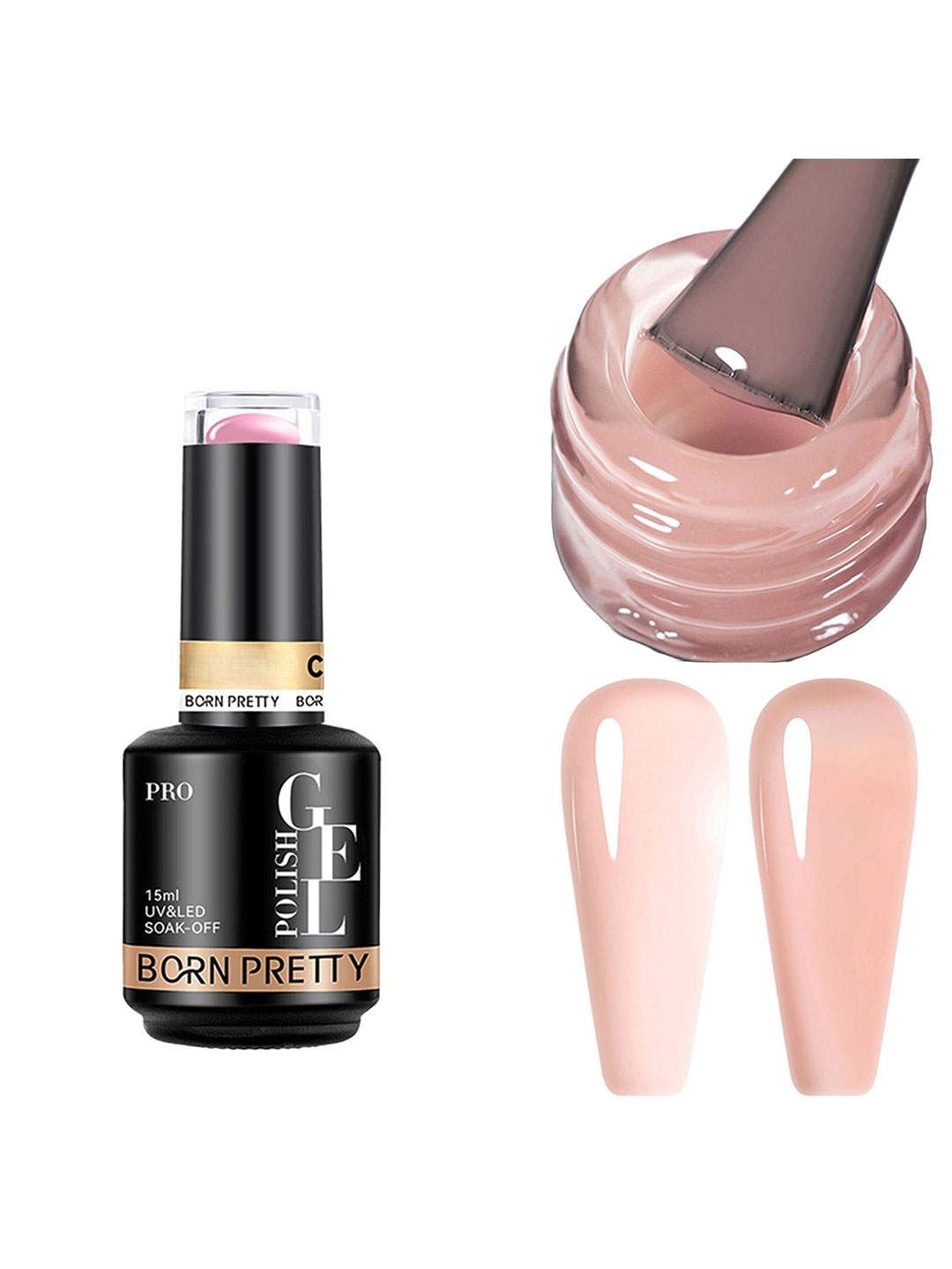 

BORN PRETTY UV & LED Soak Off Long Lasting Gel Nail Polish - 15 ml - C152, Nude
