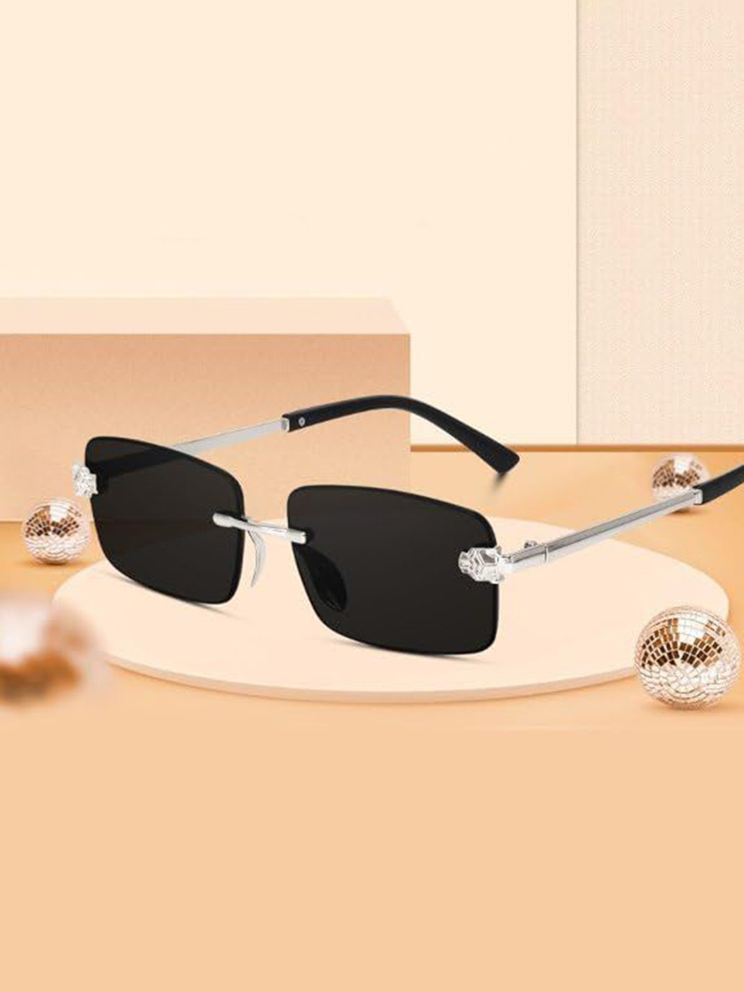 

RICH CLUB Unisex Square Sunglasses with UV Protected Lens, Black
