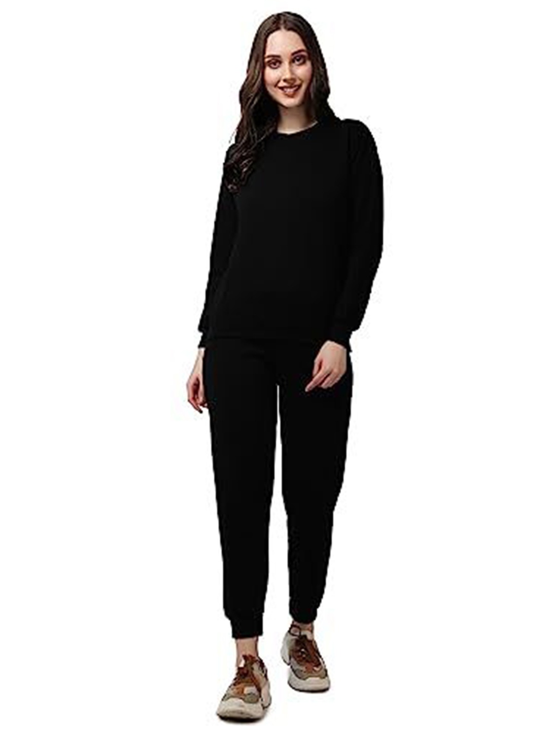 

NOTWILD Women Colourblocked Hooded Sweatshirt, Black