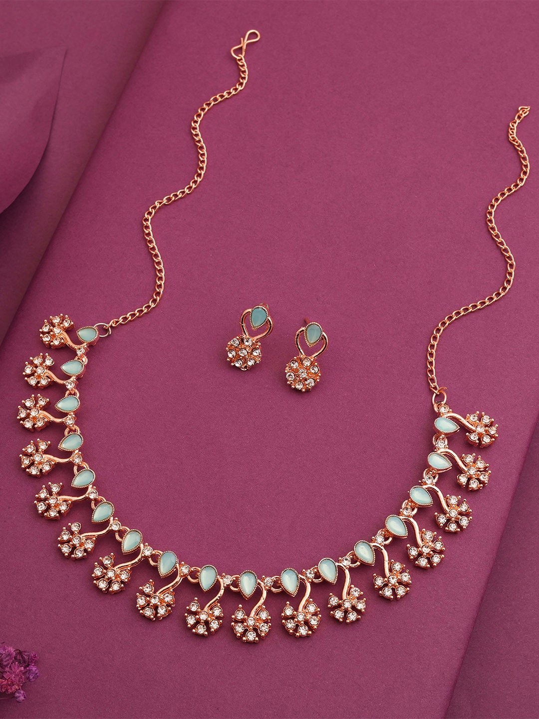 

Lyriss Gold-Plated American Diamond Stones Studded Jewellery Set