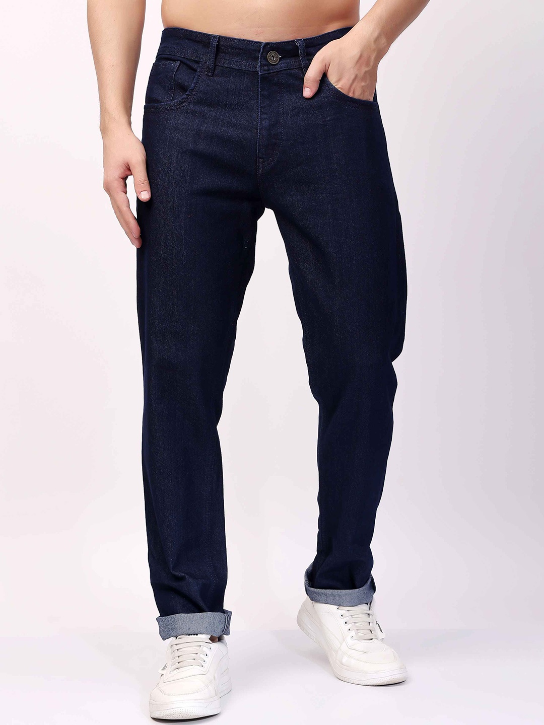 

EDITLOOK Men Regular Fit Smart Jeans, Navy blue