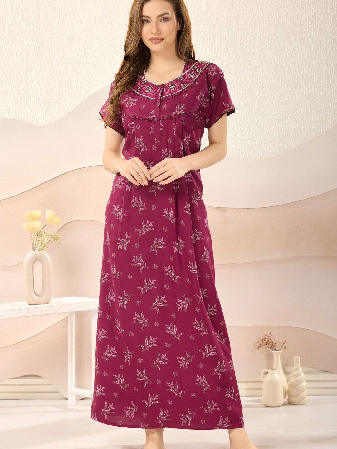

Soulemo Printed Maxi Nightdress, Purple