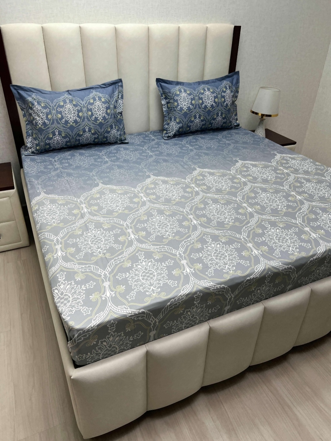 

Pure Decor Cotton King Size Double Bed Bedsheet With 2 Pillow Covers 2.74m X 2.74m, Blue