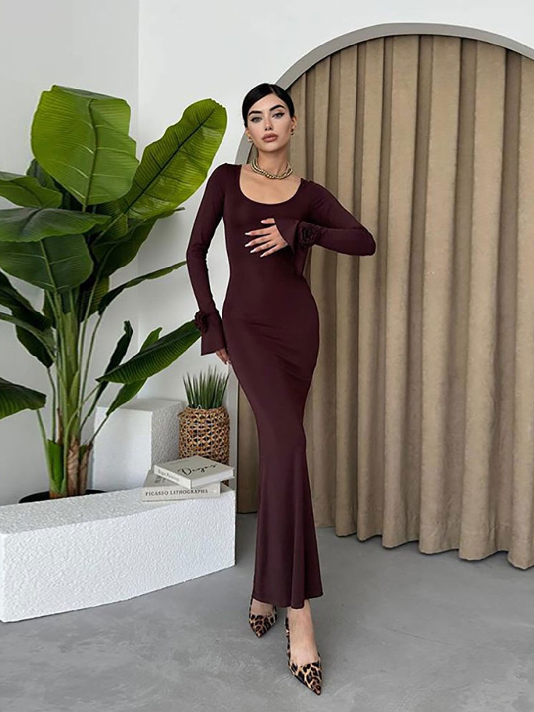 

StyleCast x Revolte Bodycon Maxi Dress, Maroon