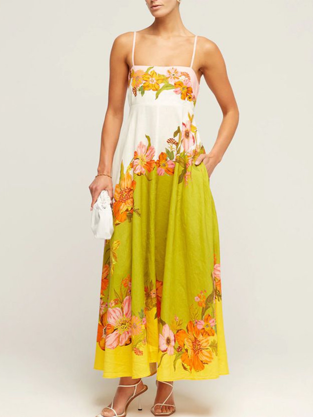 

StyleCast x Revolte Women Printed Chiffon A-Line Midi Dress, Yellow