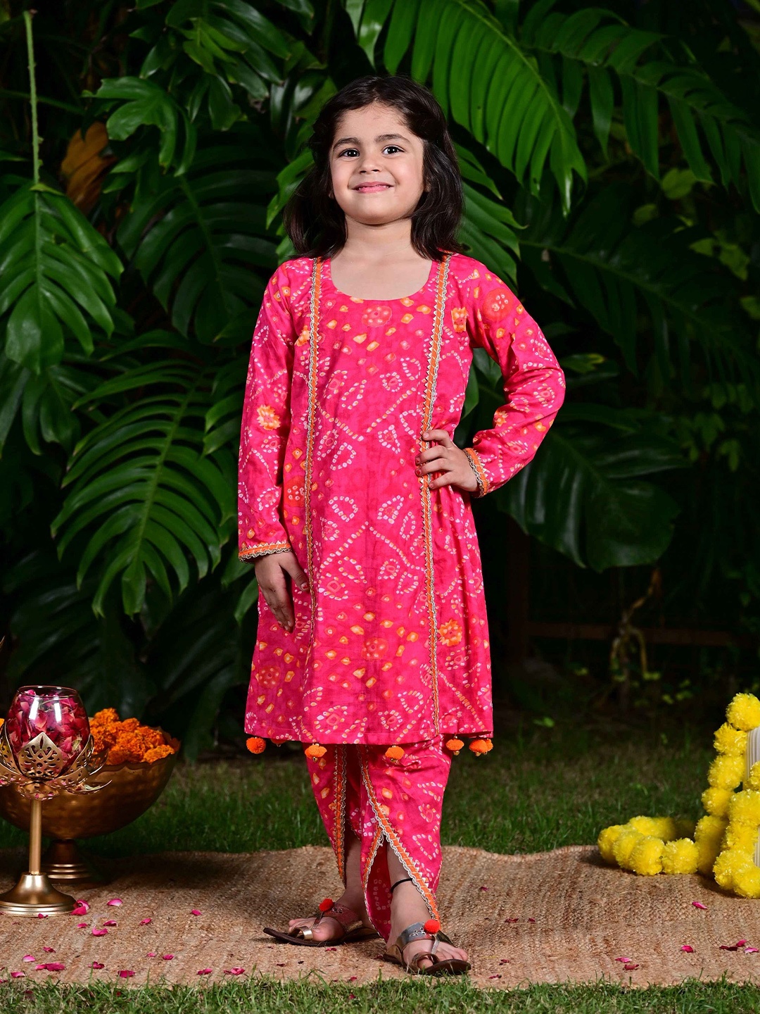 

EthIndia Floral Print A-Line Dress, Pink