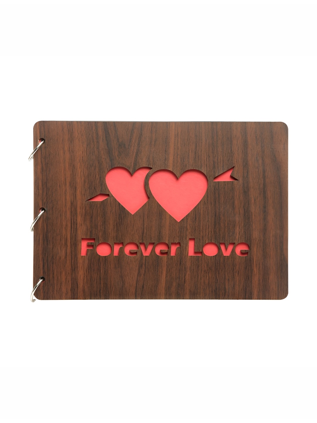 

SEHAZ ARTWORKS Brown & Red Forever Love Printed Wooden Photo Album