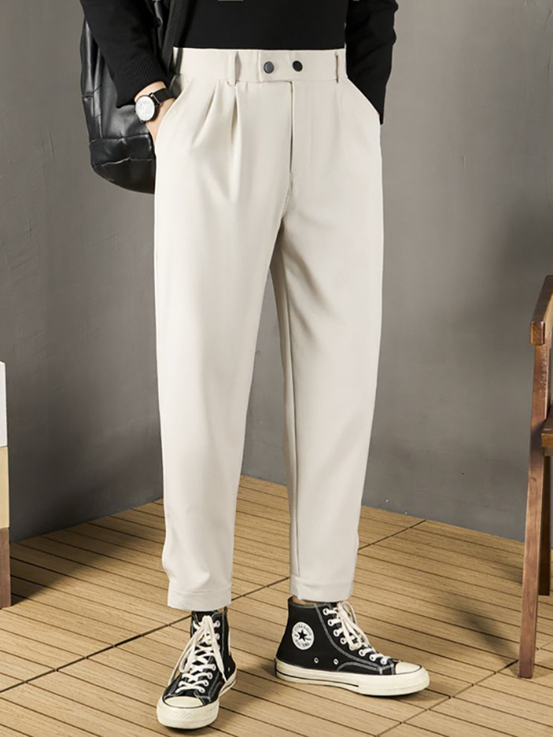 

StyleCast x Revolte Men Easy Wash Mid-Rise Formal Trousers, Khaki
