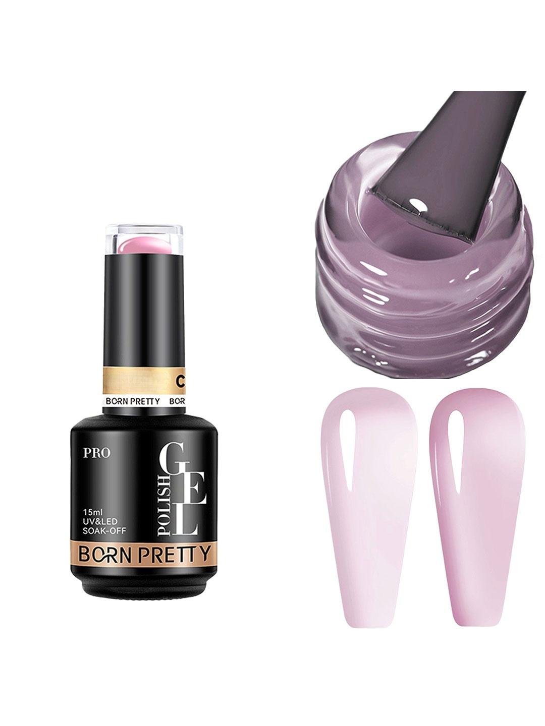

BORN PRETTY UV & LED Soak Off Long Lasting Gel Nail Polish - 15 ml - C176, Pink