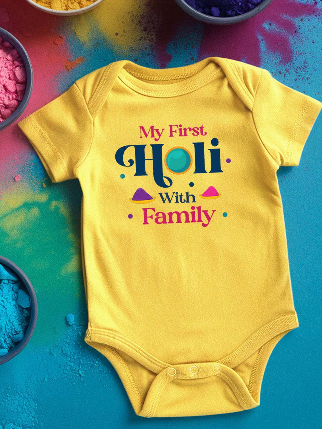 

FFLIRTYGO Infants Holi Printed Cotton Bodysuit, Yellow