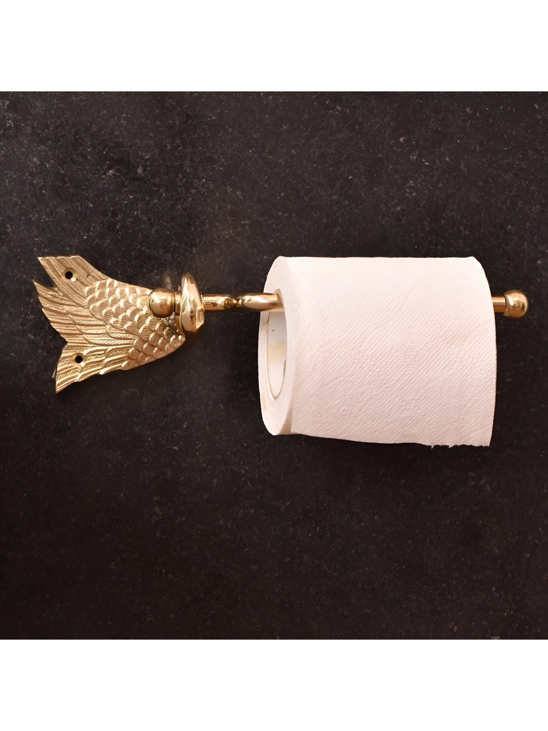 

Indianshelf Gold-Toned Swan Textured Brass Tissue Holder