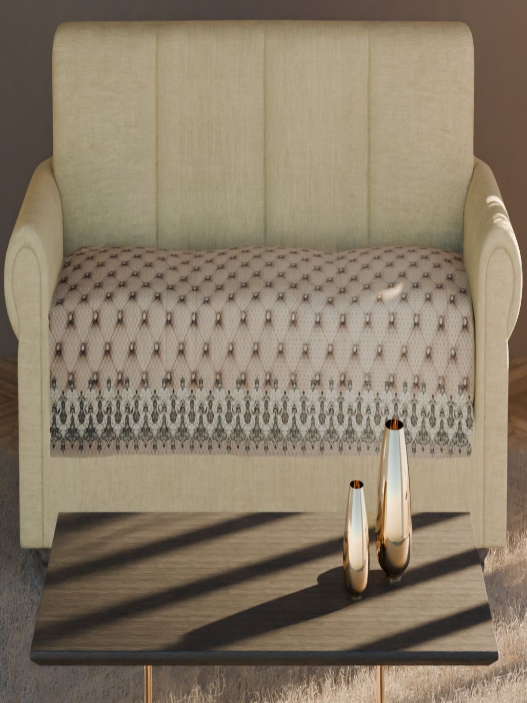 

Fashion Throw Beige & Brown Printed Velvet Sofa Cover