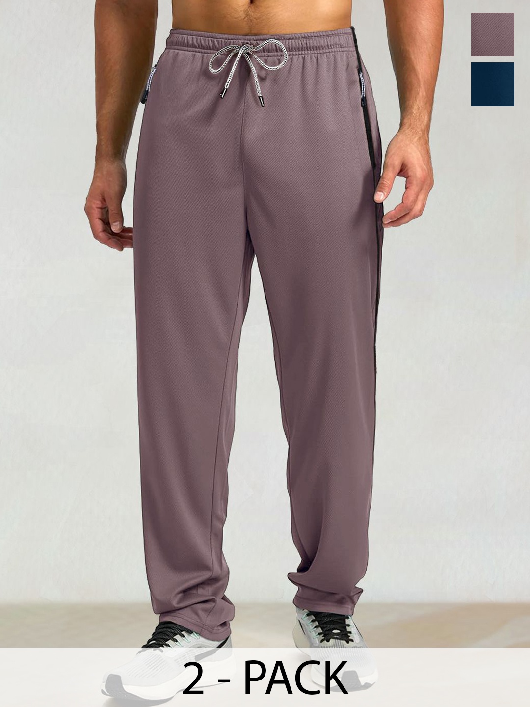 

SZN Men Pack Of 2 Mid Rise Joggers Track Pants, Blue