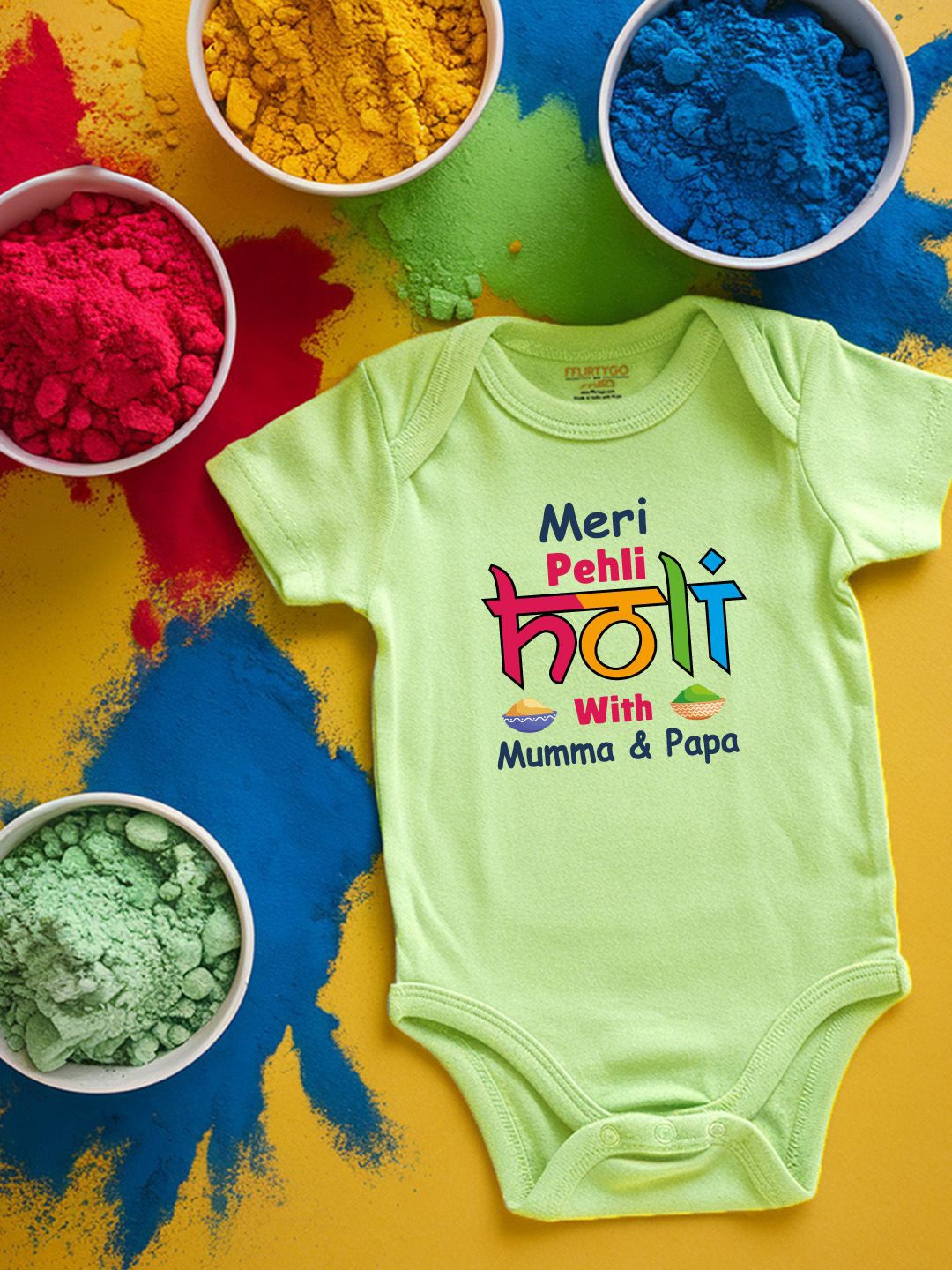 

FFLIRTYGO Infants Holi Printed Cotton Bodysuit, Green