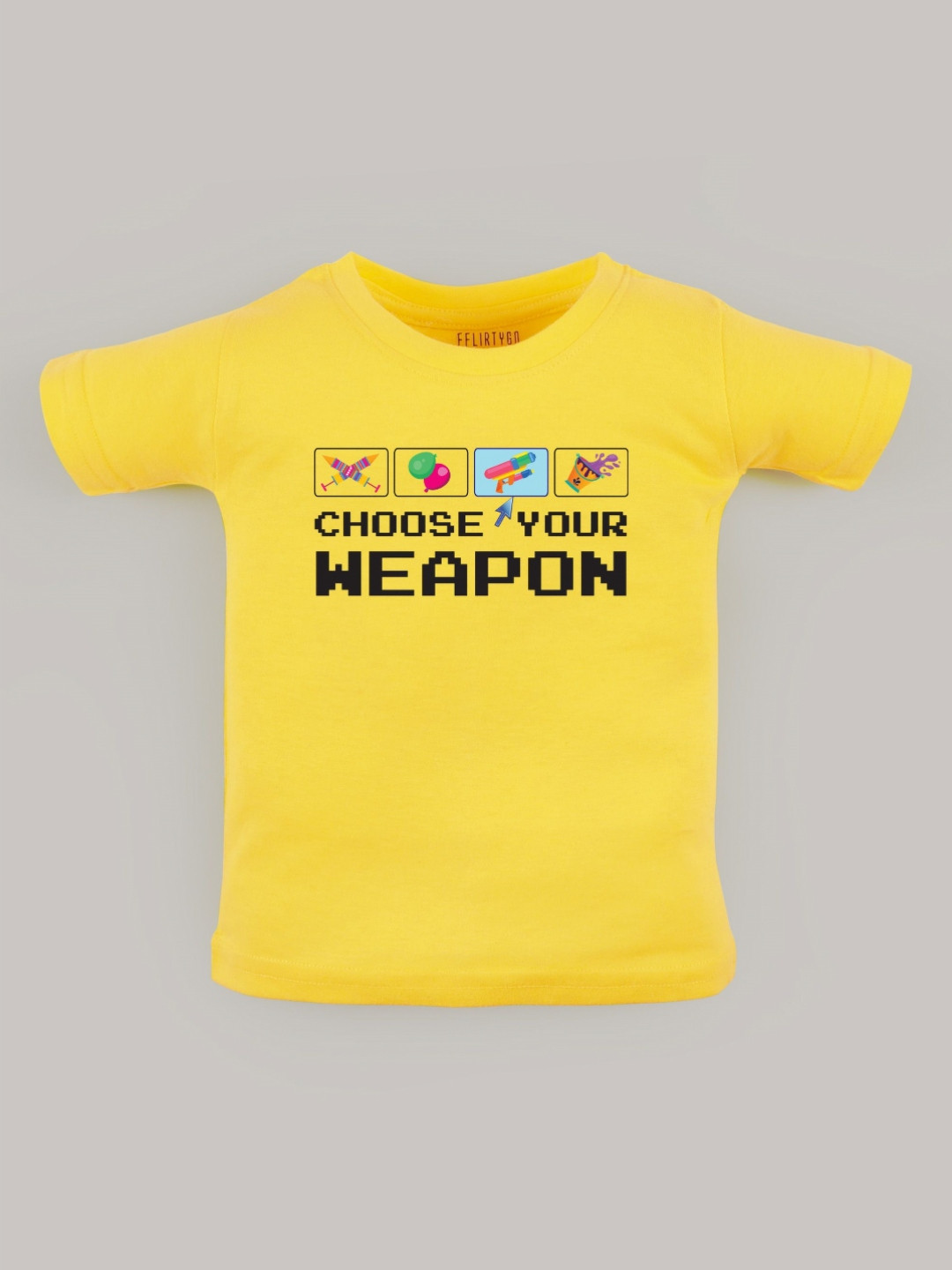 

FFLIRTYGO Unisex Kids Graphic Printed Round Neck Cotton T-shirt, Yellow
