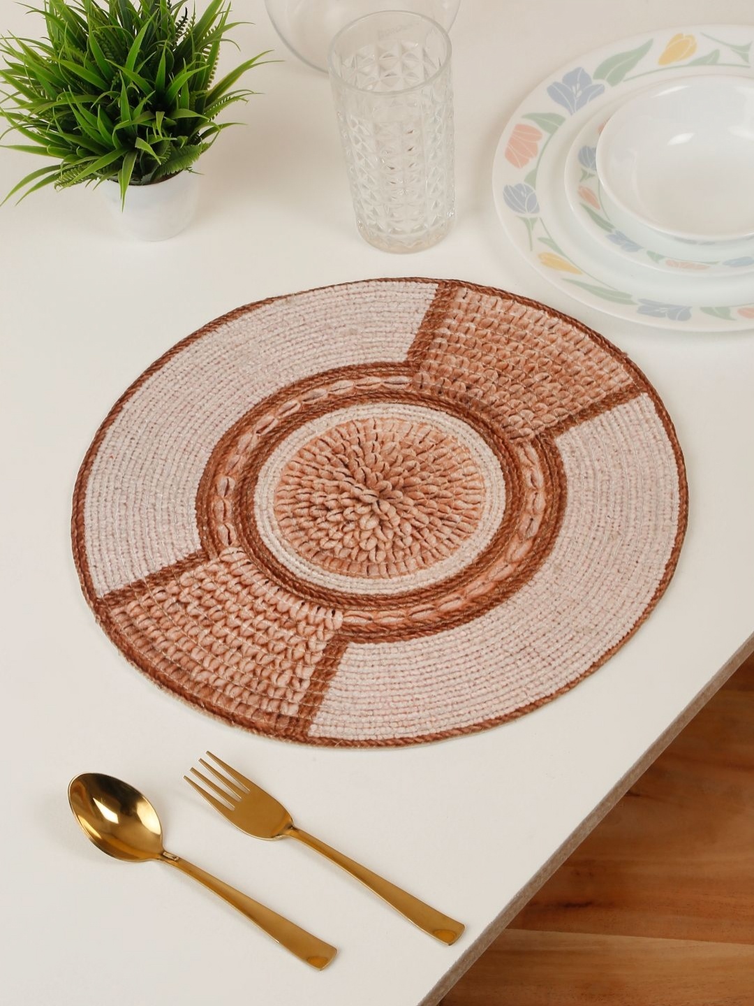 

HOSTA HOMES Peach-Colored & Beige Digital Printed Pure Cotton Table Placemat