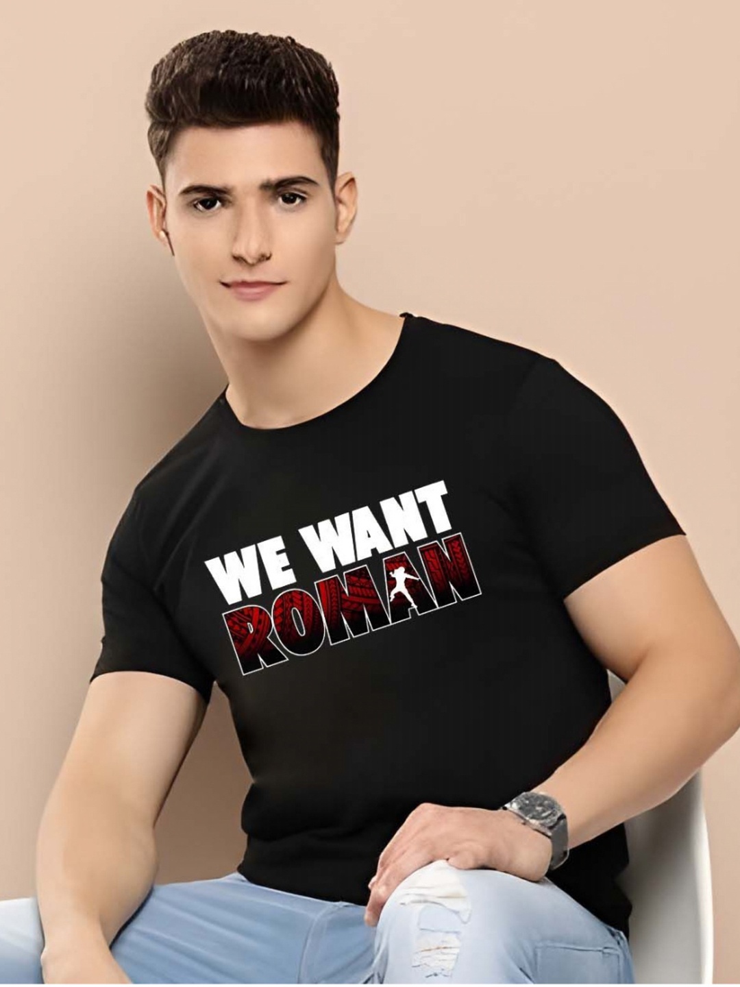

Moda Rapido Men Pure Cotton T-shirt, Black