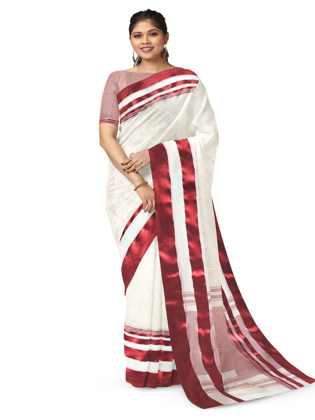 

BALARAM SAHA Pure Cotton Saree, White