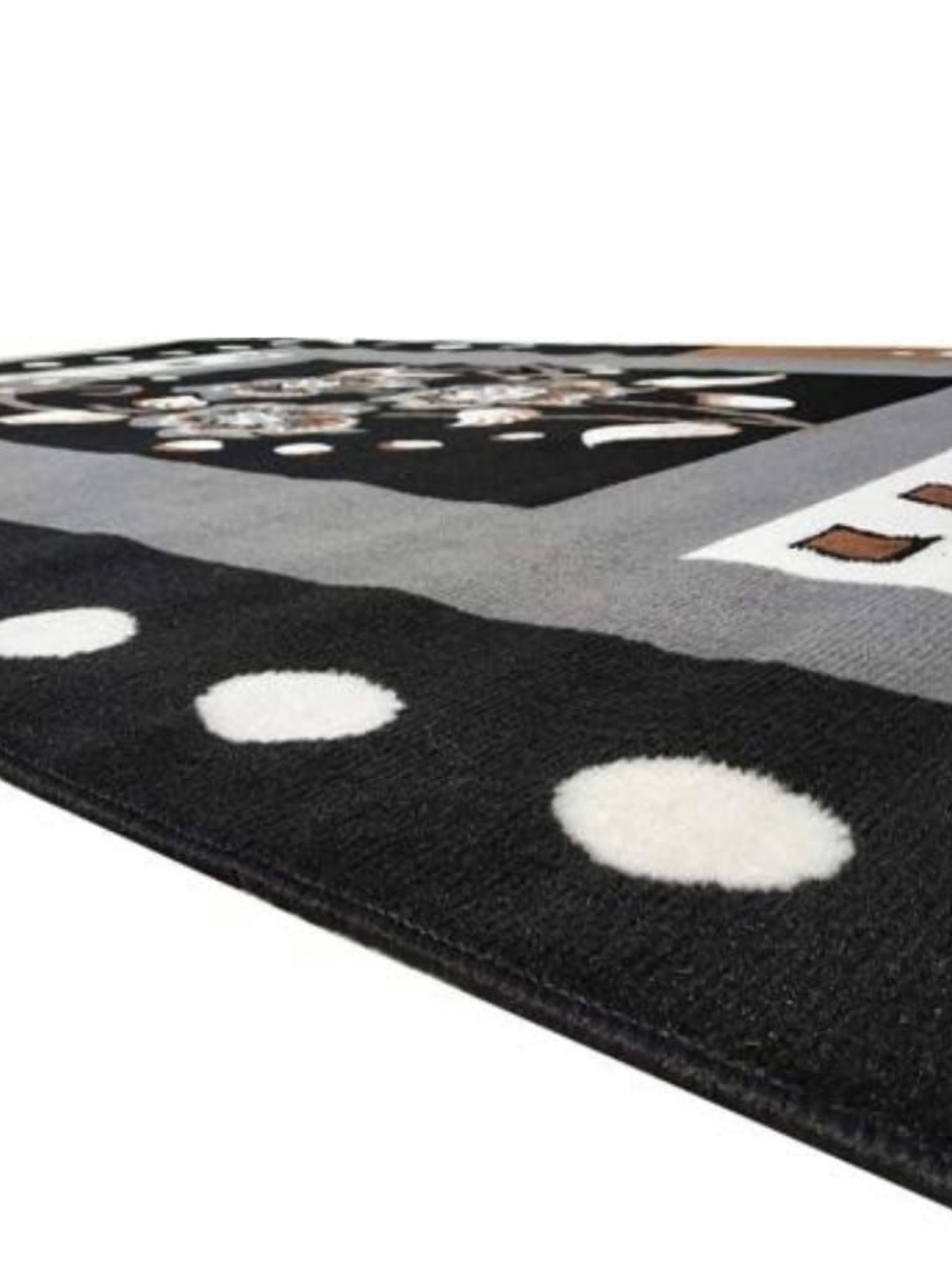 

Samjeeda Handloom carpets Black Geometric Anti-Skid Polyester Carpet