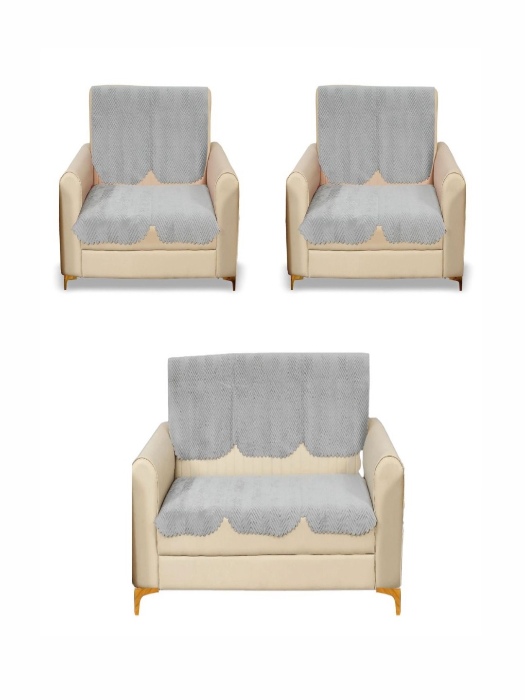 

Fashion Throw Grey 6 Pieces Quilted Seven Seater Velvet Sofa Covers