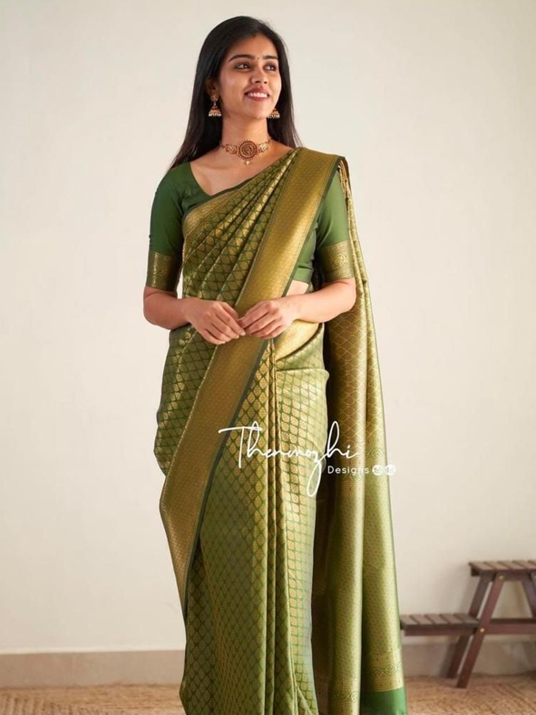 

bansari textiles Woven Design Zari Banarasi Saree, Green