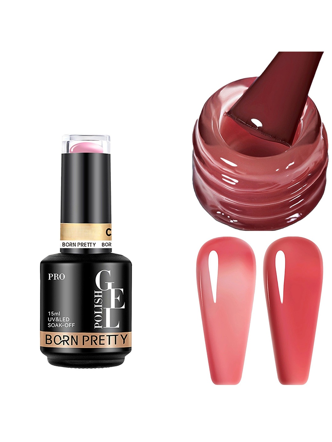 

BORN PRETTY UV & LED Soak Off Long Lasting Gel Nail Polish - 15 ml - C173, Peach