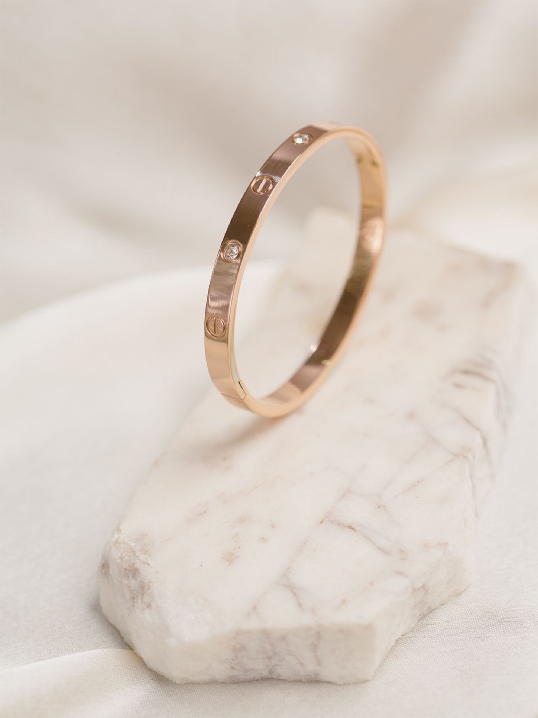 

ARTKLIM Rose Gold-Plated Artificial Stones Studded Bangle-Style Bracelet